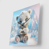 ホッキョクグマ スクエア壁時計 (傾斜)