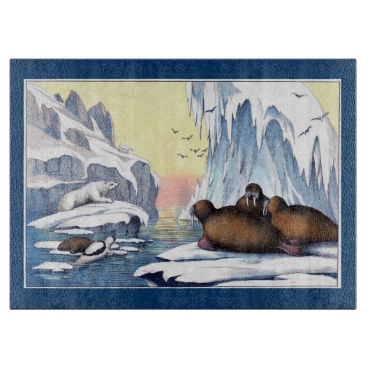 ホッキョクグマ、セイウチ、アザラシ カッティングボード (正面)