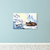 ホッキョクグマ、セイウチ、アザラシ キャンバスプリント (インサイチュ (ウッドフロア))