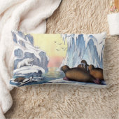 ホッキョクグマ、セイウチ、アザラシ ランバークッション (ブランケット)