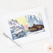 ホッキョクグマ、セイウチ、アザラシ 長方形シール (封筒)