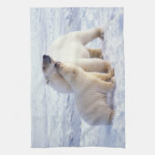 ホッキョクグマ、パックで種をまく キッチンタオル (縦)