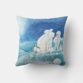 ホッキョクグマ、ポーラキツネ、エンペントギン&雪だるま クッション (裏面)