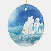 ホッキョクグマ、ポーラキツネ、エンペントギン&雪だるま セラミックオーナメント (左)