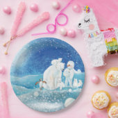 ホッキョクグマ、ポーラキツネ、エンペントギン&雪だるま ペーパープレート (パーティー)