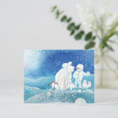 ホッキョクグマ、ポーラキツネ、エンペントギン&雪だるま ポストカード (スタンド正面)