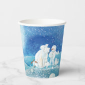 ホッキョクグマ、ポーラキツネ、エンペントギン&雪だるま 紙コップ (正面)