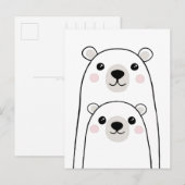 ホッキョクグマ – ママまたはパパとカッブ葉書 ポストカード (正面/裏面)