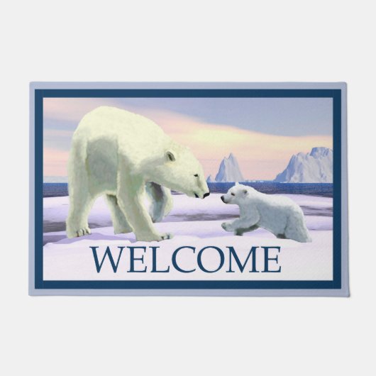 ホッキョクグマ – ママノーズ最高の-ようこそ ドアマット (正面)