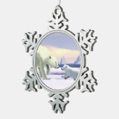 ホッキョクグマ – ママノーズ最高の スノーフレークピューターオーナメント (右)