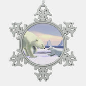 ホッキョクグマ – ママノーズ最高の スノーフレークピューターオーナメント (正面)