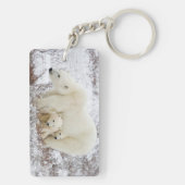 ホッキョクグマ、メスと二匹の子ネコ キーホルダー (裏面)