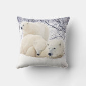 ホッキョクグマ、メスと二匹の子ネコ クッション (裏面)