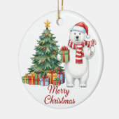 ホッキョクグマ メリークリスマス オーナメント - 名入れ対応 (左)