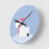 ホッキョクグマ ラウンド壁時計 (傾斜)