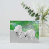 ホッキョクグマ、子グマ、オーロラ ポストカード (スタンド正面)