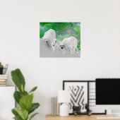 ホッキョクグマ、子牛、北方灯 ポスター (ホームオフィス)