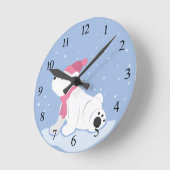 ホッキョクグマ（数字あり） ラウンド壁時計 (傾斜)
