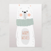 ホッキョクグマ – 暖かい願い – おもしろいクリスマスポストカード シーズンポストカード (正面)