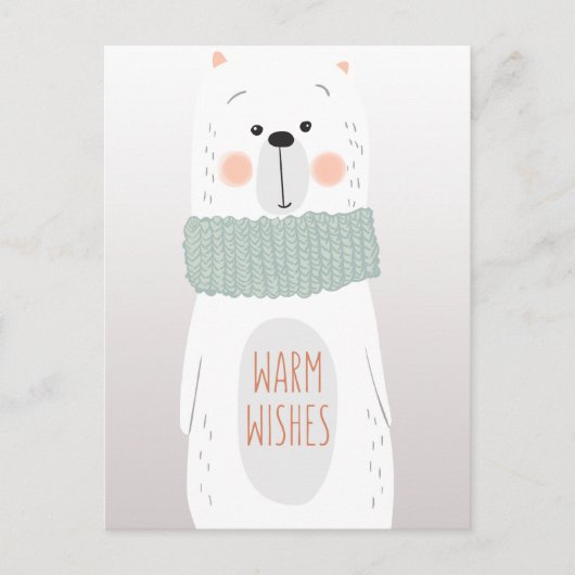 ホッキョクグマ – 暖かい願い – おもしろいクリスマスポストカード シーズンポストカード (正面)