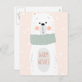 ホッキョクグマ – 暖かい願い – おもしろいクリスマスポストカード シーズンポストカード (正面/裏面)