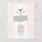 ホッキョクグマ – 暖かい願い – おもしろいクリスマスポストカード シーズンポストカード (正面)