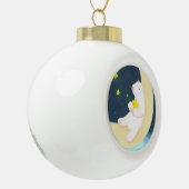 ホッキョクグマ、月と星 セラミックボールオーナメント (左)