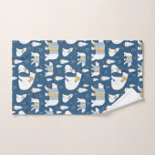 ホッキョクグマ、木々と雪片 バスタオルセット (ハンドタオル)