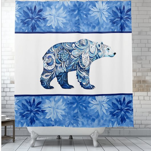 ホッキョクグマ、極渦 シャワーカーテン