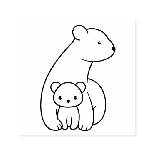 ホッキョクグマ：母と子 セルフインキングスタンプ (デザイン)