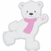 ホッキョクグマ、白いクマ、アイススケートで滑るクマ、スカーフ シール (正面)