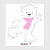 ホッキョクグマ、白いクマ、アイススケートで滑るクマ、スカーフ シール (シート)