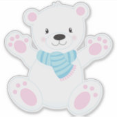 ホッキョクグマ、白熊、かわいいクマ、スカーフ付きクマ シール (正面)