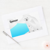 ホッキョクグマ 長方形シール (封筒)