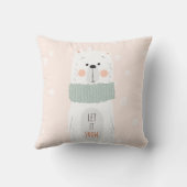 ホッキョクグマ – 雪を入れよう – かわいい冬/クリスマス クッション (裏面)