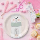 ホッキョクグマ – 雪を入れよう – かわいい冬/クリスマス ペーパープレート (パーティー)