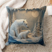 ホッキョクグマ 青い北極の森の風景 🐻❄️ クッション (ブランケット)