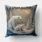 ホッキョクグマ 青い北極の森の風景 🐻❄️ クッション (裏面)