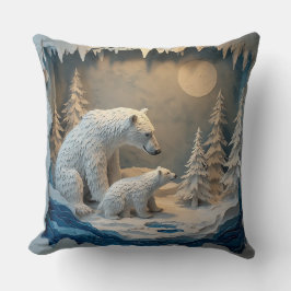 ホッキョクグマ 青い北極の森の風景 🐻‍❄️ クッション