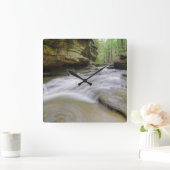 ホッキングヒルズオハイオ滝 スクエア壁時計 (ホーム)