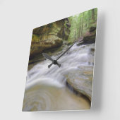 ホッキングヒルズオハイオ滝 スクエア壁時計 (傾斜)