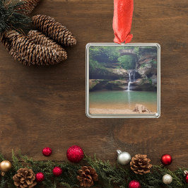 ホッキングヒルズオンオールドマンズケーブトレイルアッパー滝 メタルオーナメント