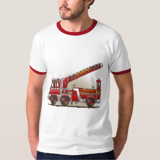 ホックおよび梯子の普通消防車メンズTシャツ Tシャツ