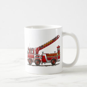 ホックおよび梯子の普通消防車 コーヒーマグカップ