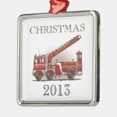 ホックおよび梯子の普通消防車 メタルオーナメント (左)