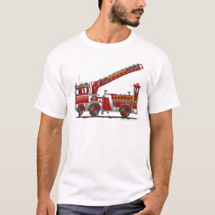 ホックおよび梯子の普通消防車 Tシャツ