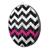 ホックラシックトピンクと黒と白のジグザグ ダーツボード (正面右)