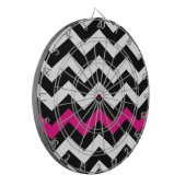 ホックラシックトピンクと黒と白のジグザグ ダーツボード (正面左)