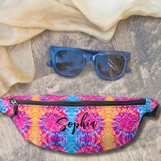 ホックールトガーリーピンクブルーオレンジ絞り染めティーンズ ファニーパック