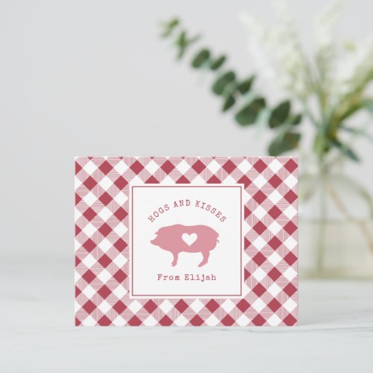 ホッグとキスピンクピグバレンタイン写真 ポストカード (スタンド正面)